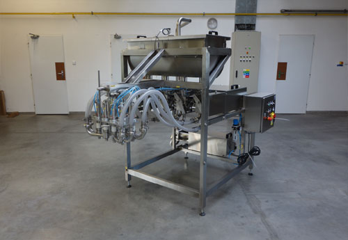 Šestihlavová plnička se žlabovým zásobníkem